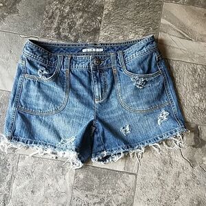 Vintage 90s y2k Tommy Hilfiger Low Rise Distressed Jean Shorts Size 6